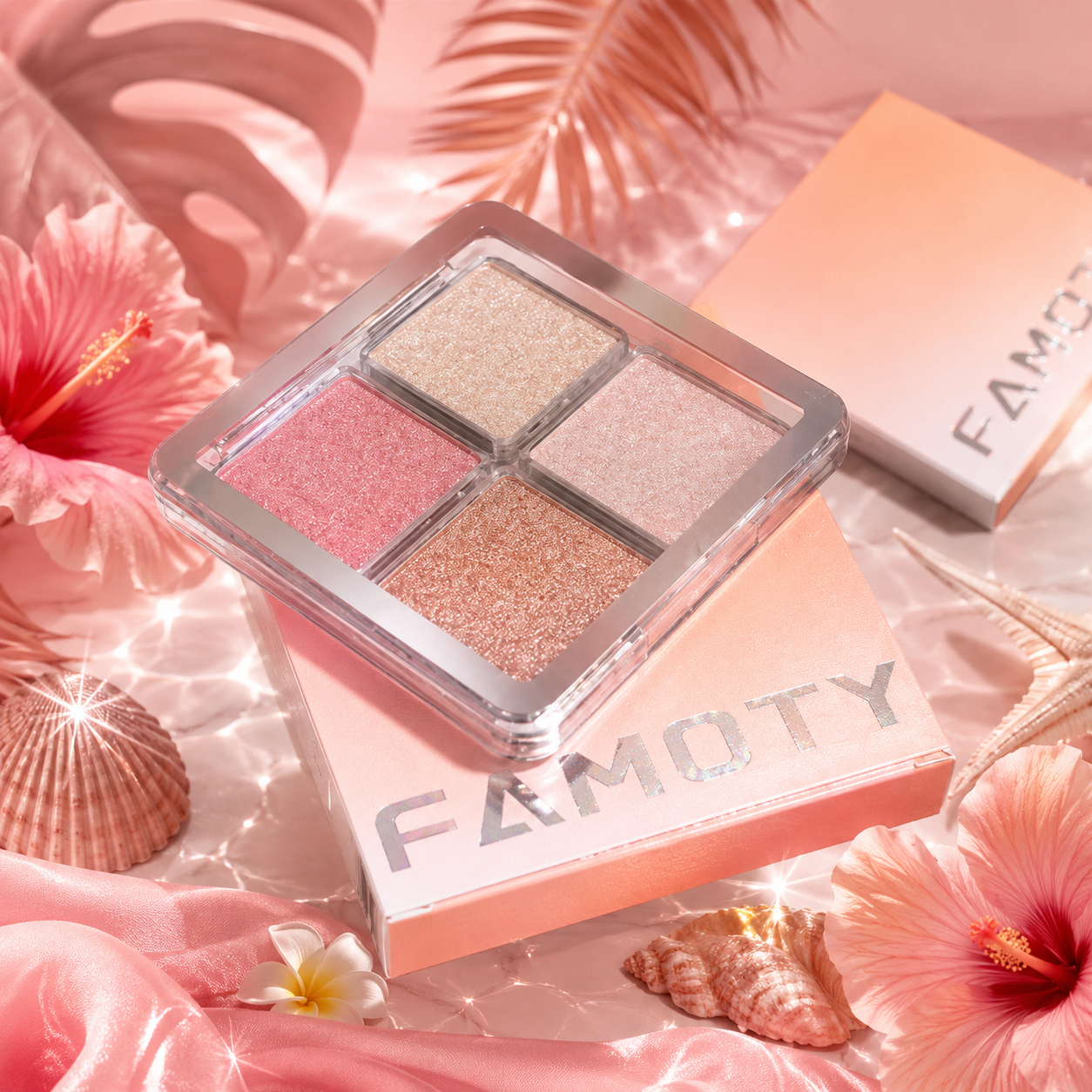✨🌸 Palette Highlighter 4 Couleurs – Éclat Naturel & Lumineux 💖