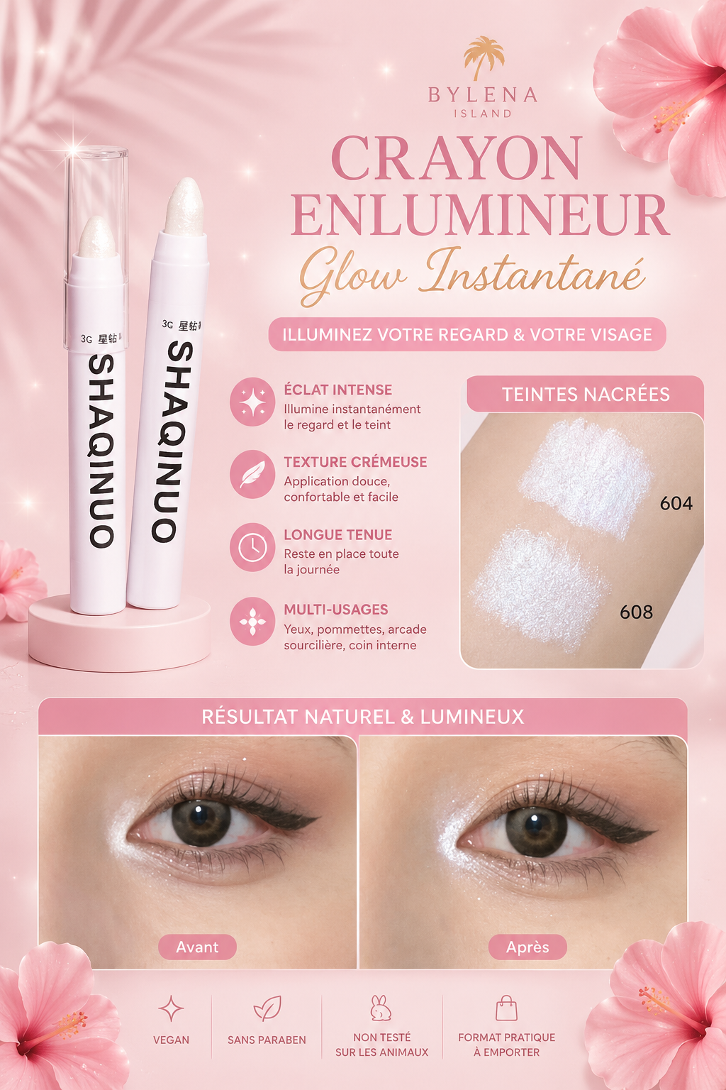 ✨ Stylo Illuminateur & Ombre à Paupières 2-en-1 | Regard Lumineux & Naturel 💖