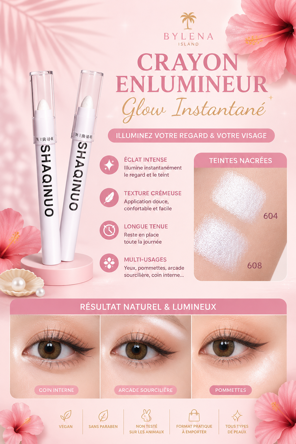 ✨ Stylo Illuminateur & Ombre à Paupières 2-en-1 | Regard Lumineux & Naturel 💖