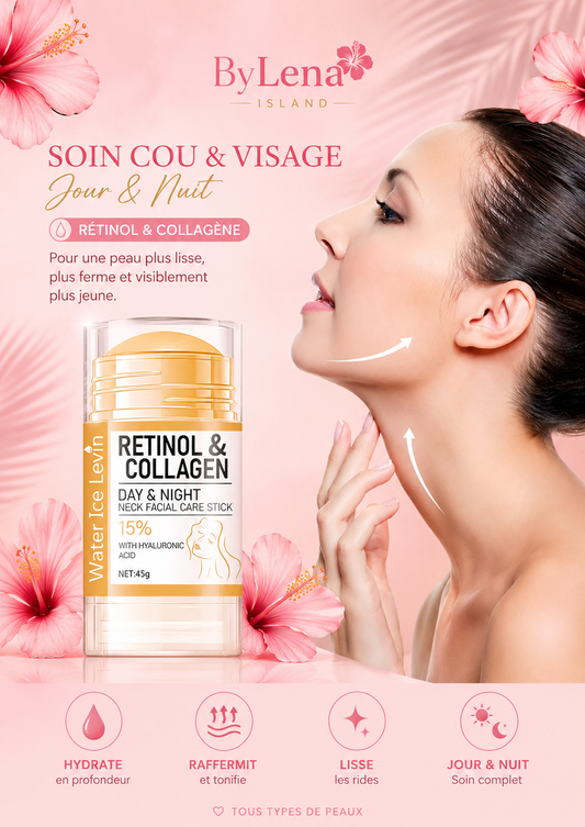 ✨ Stick Liftant Rétinol & Collagène – Cou & Visage | Hydratation Intense & Effet Fermeté 💛