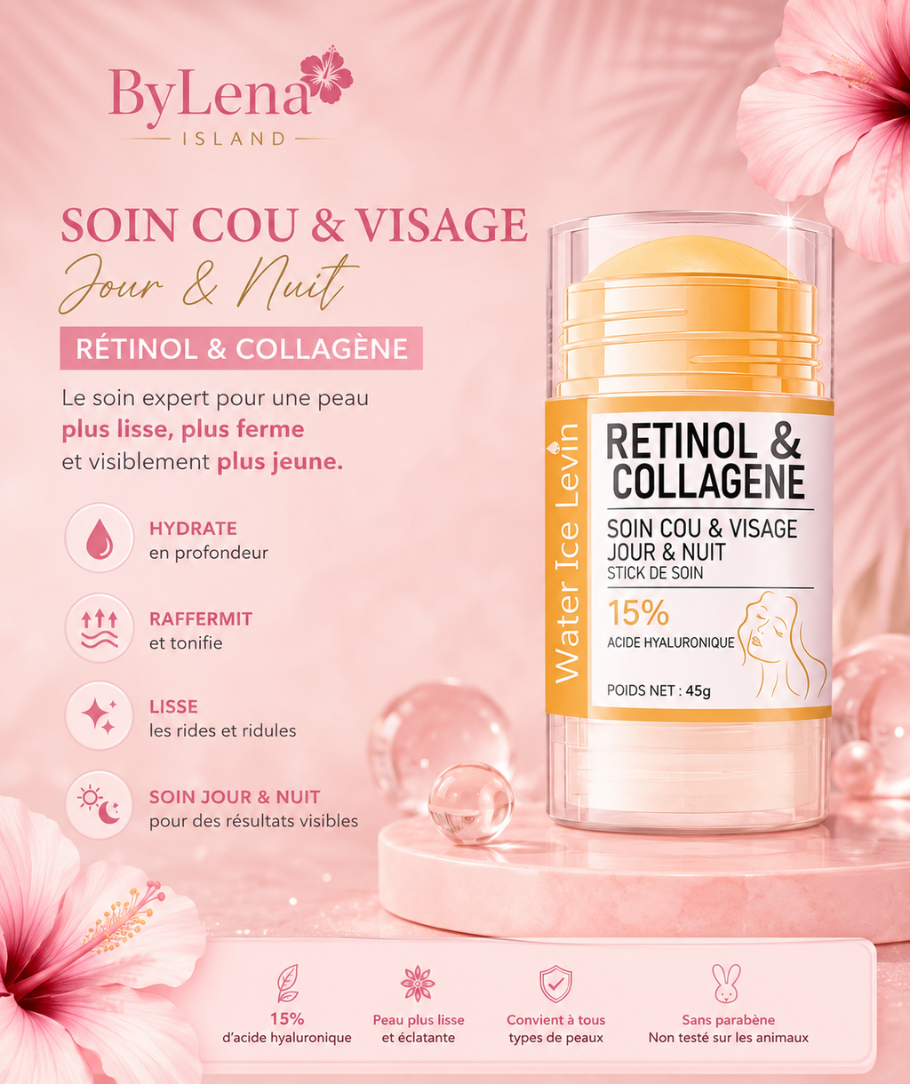 ✨ Stick Liftant Rétinol & Collagène – Cou & Visage | Hydratation Intense & Effet Fermeté 💛