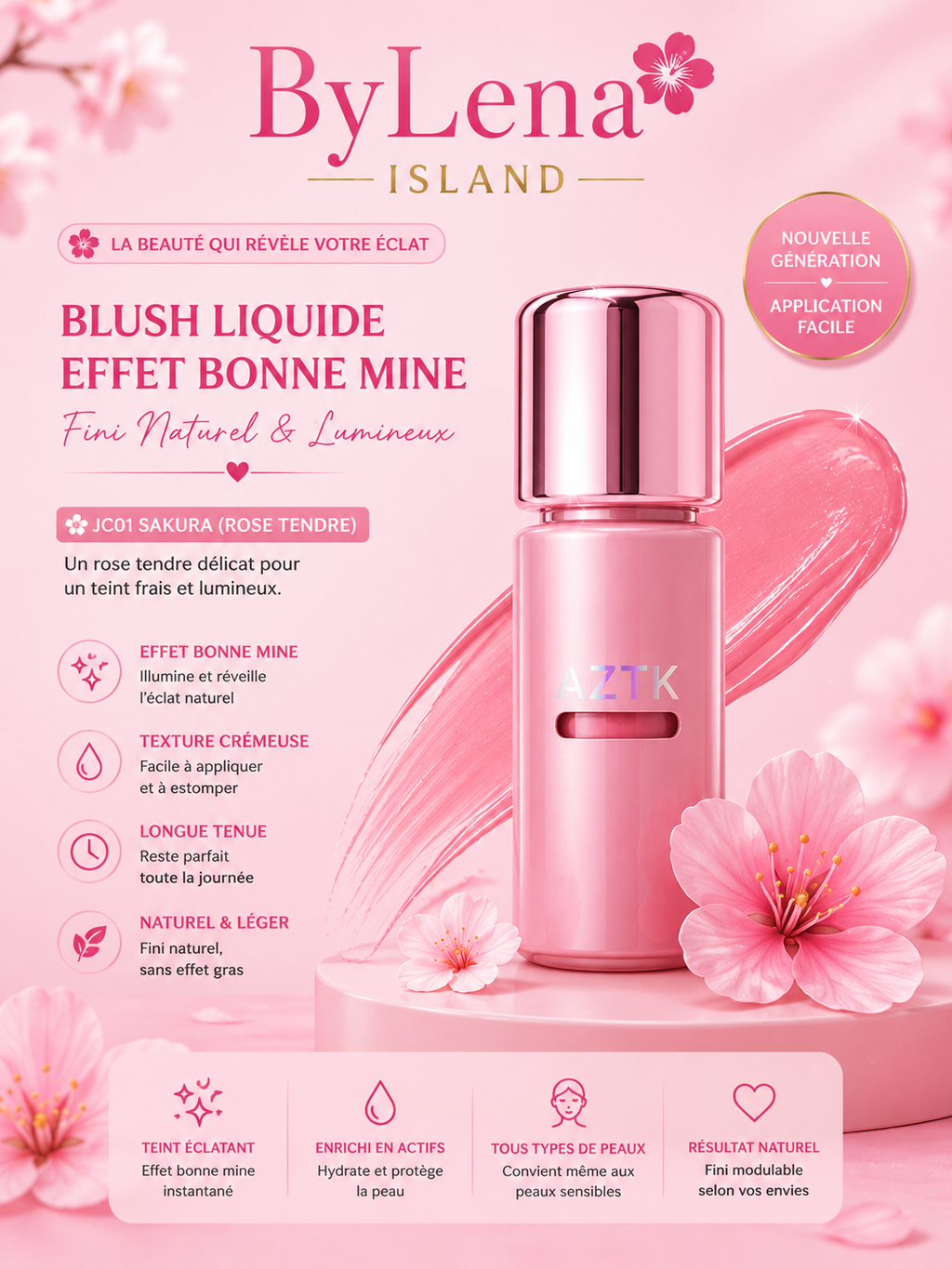 ✨ Blush Liquide, Highlighter & Contour 3-en-1 💖