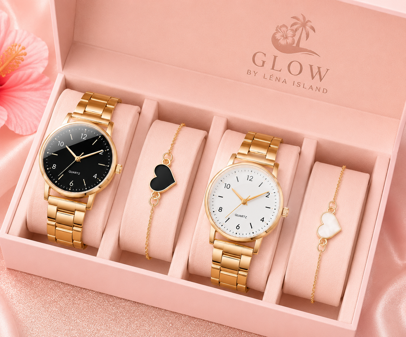 🕰️ Montre Élégance Dorée avec Bracelet – Un coffret chic pour sublimer votre style ✨💖