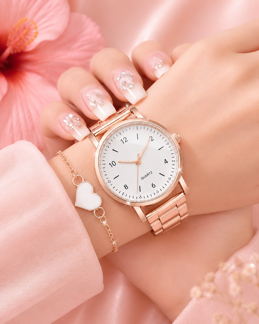 🕰️ Montre Élégance Dorée avec Bracelet – Un coffret chic pour sublimer votre style ✨💖