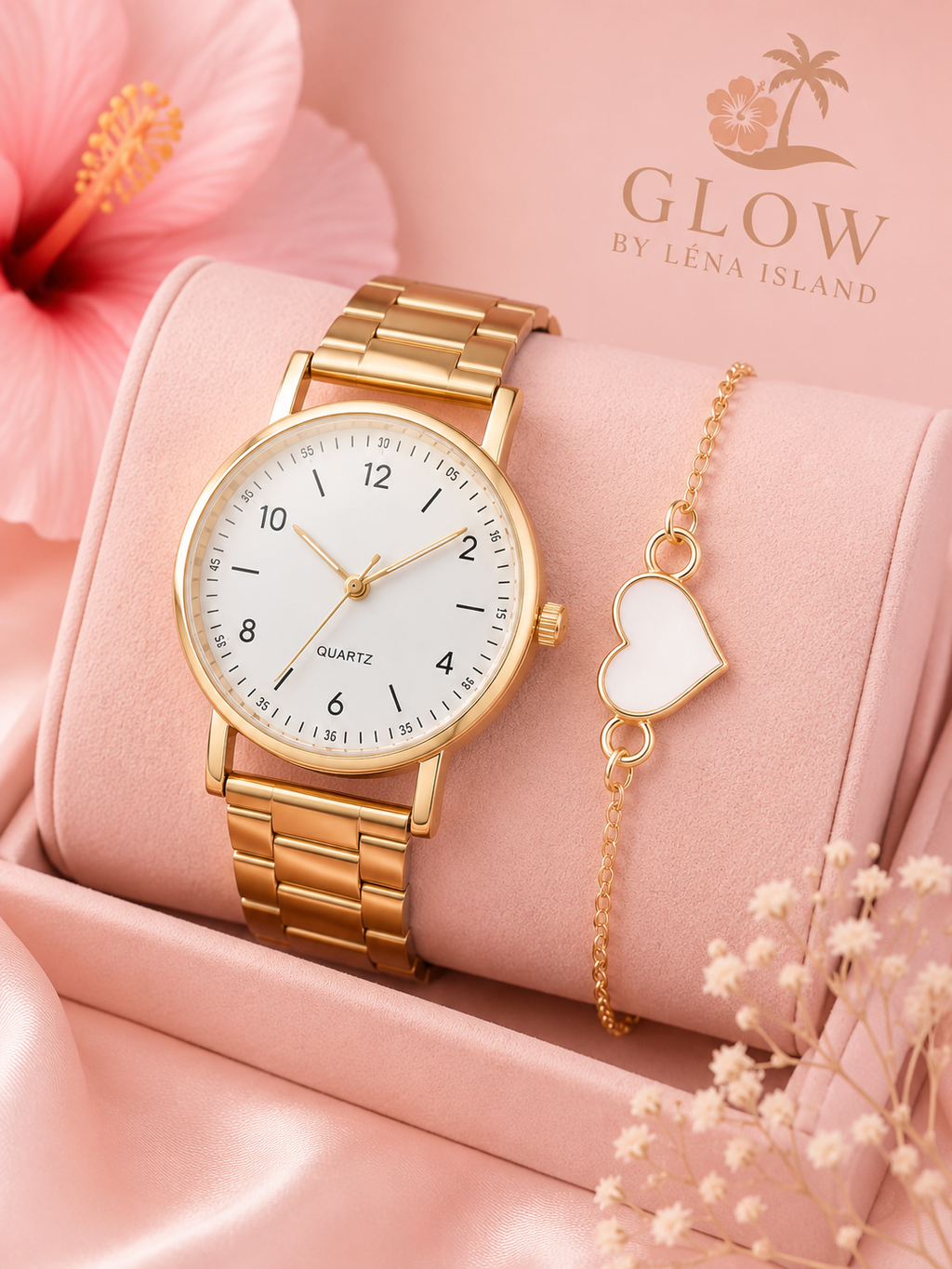 🕰️ Montre Élégance Dorée avec Bracelet – Un coffret chic pour sublimer votre style ✨💖