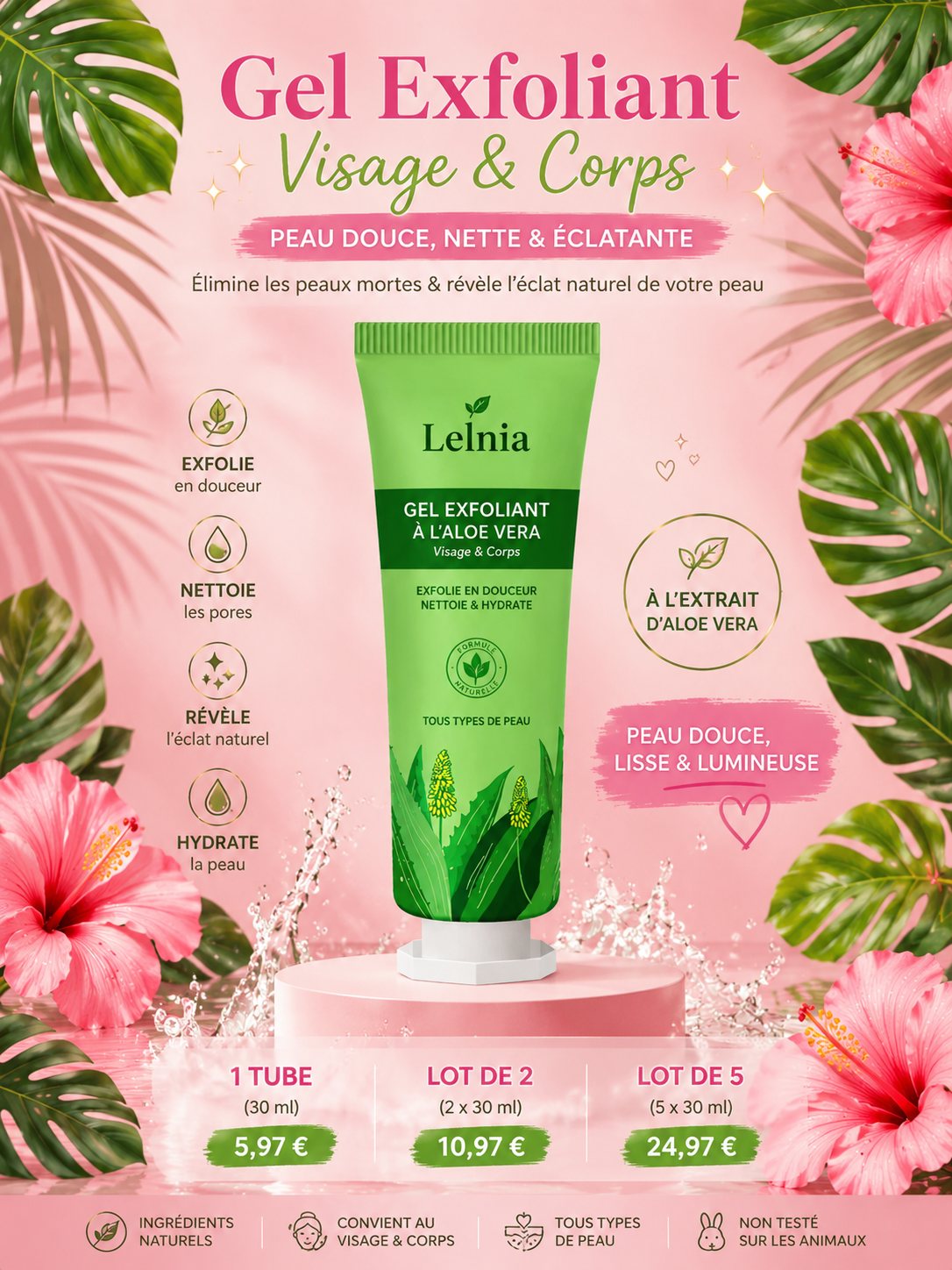 🌿 Gel Exfoliant Visage & Corps – Élimine les Peaux Mortes | Peau Douce & Éclat Naturel ✨ (30 ml)