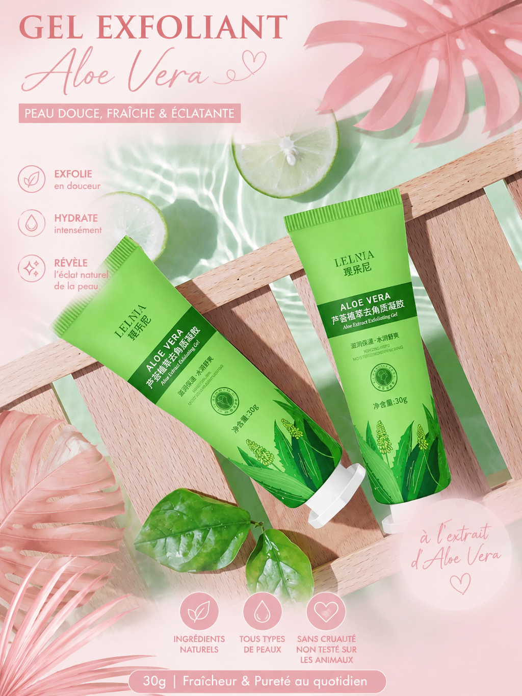 🌿 Gel Exfoliant Visage & Corps – Élimine les Peaux Mortes | Peau Douce & Éclat Naturel ✨ (30 ml)