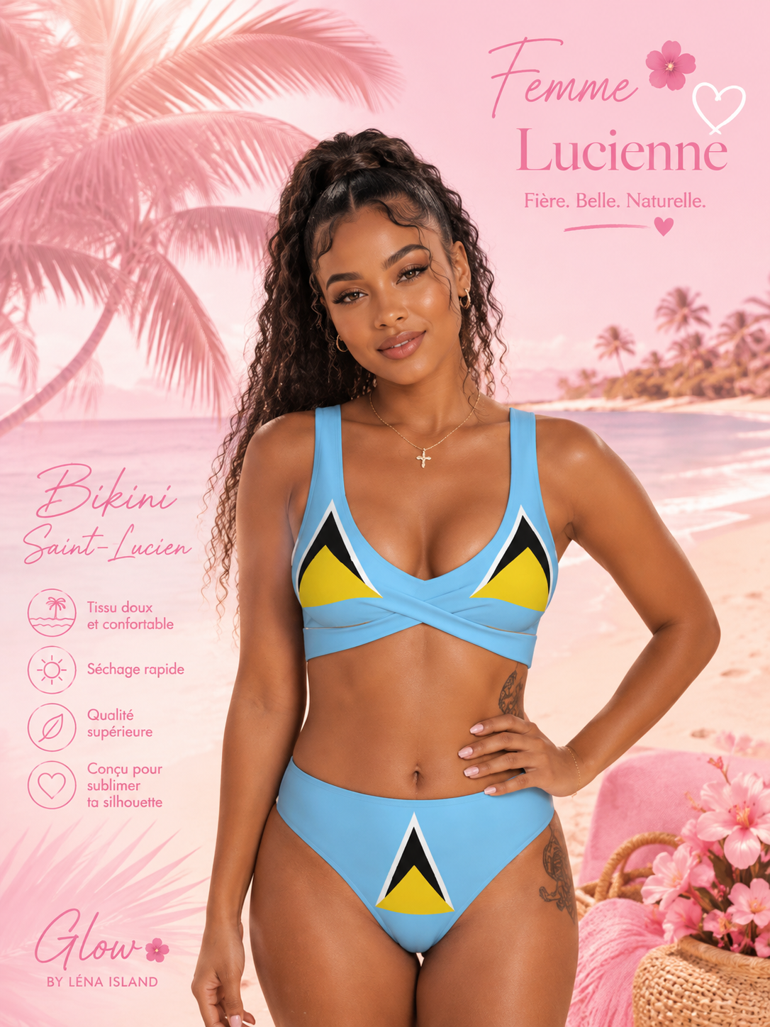 🇱🇨 Bikini Push-Up Sainte-Lucie 🌺 | Maillot 2 Pièces Sculptant & Élégant ✨