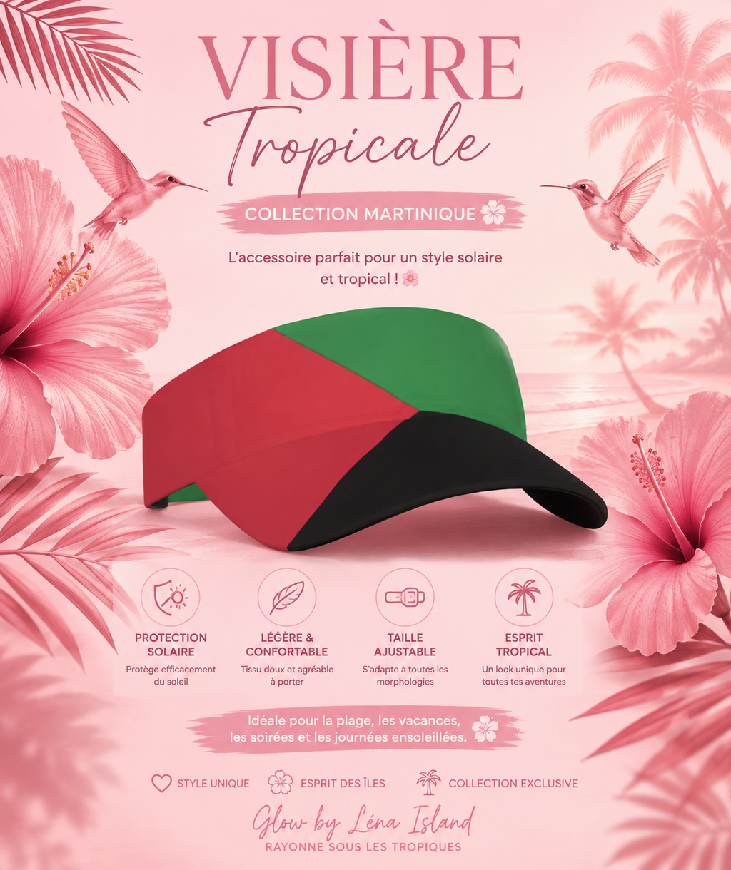 🌴🩷 Visière Tropicale Martinique – L’accessoire indispensable de l’été ☀️🌺