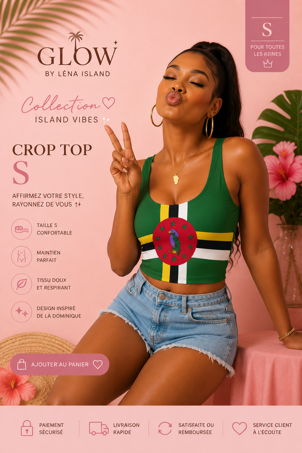 🌴💚 Crop Top Dominica – Island Vibes 🇩🇲✨