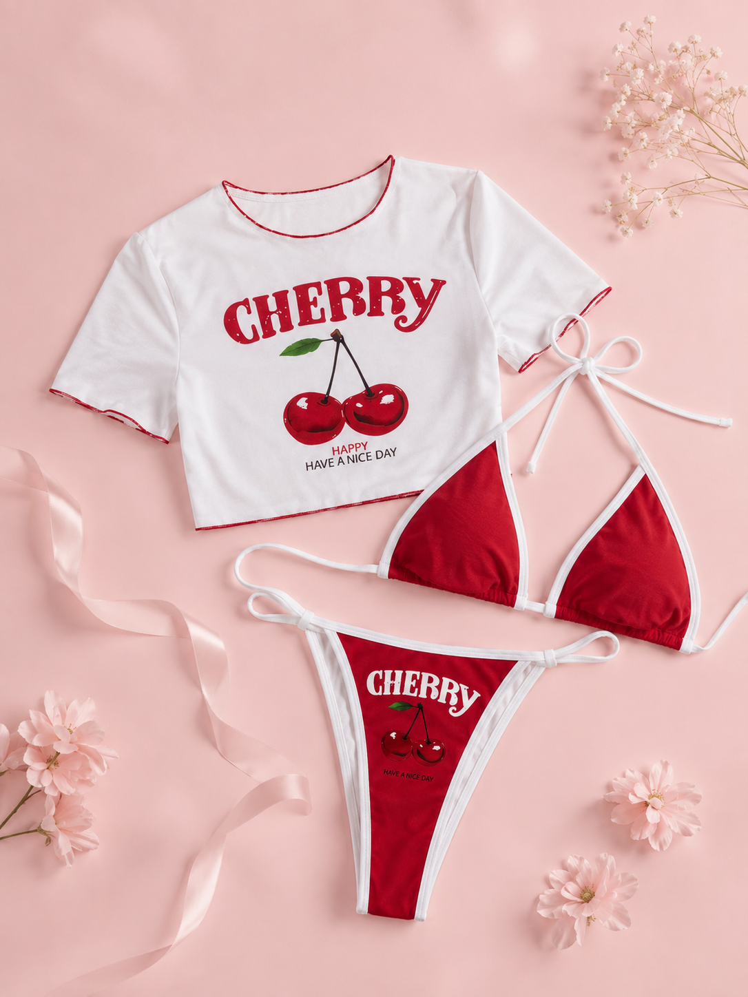 🍒 Bikini Cherry 3 Pièces – Fresh & Sexy Summer 🍒