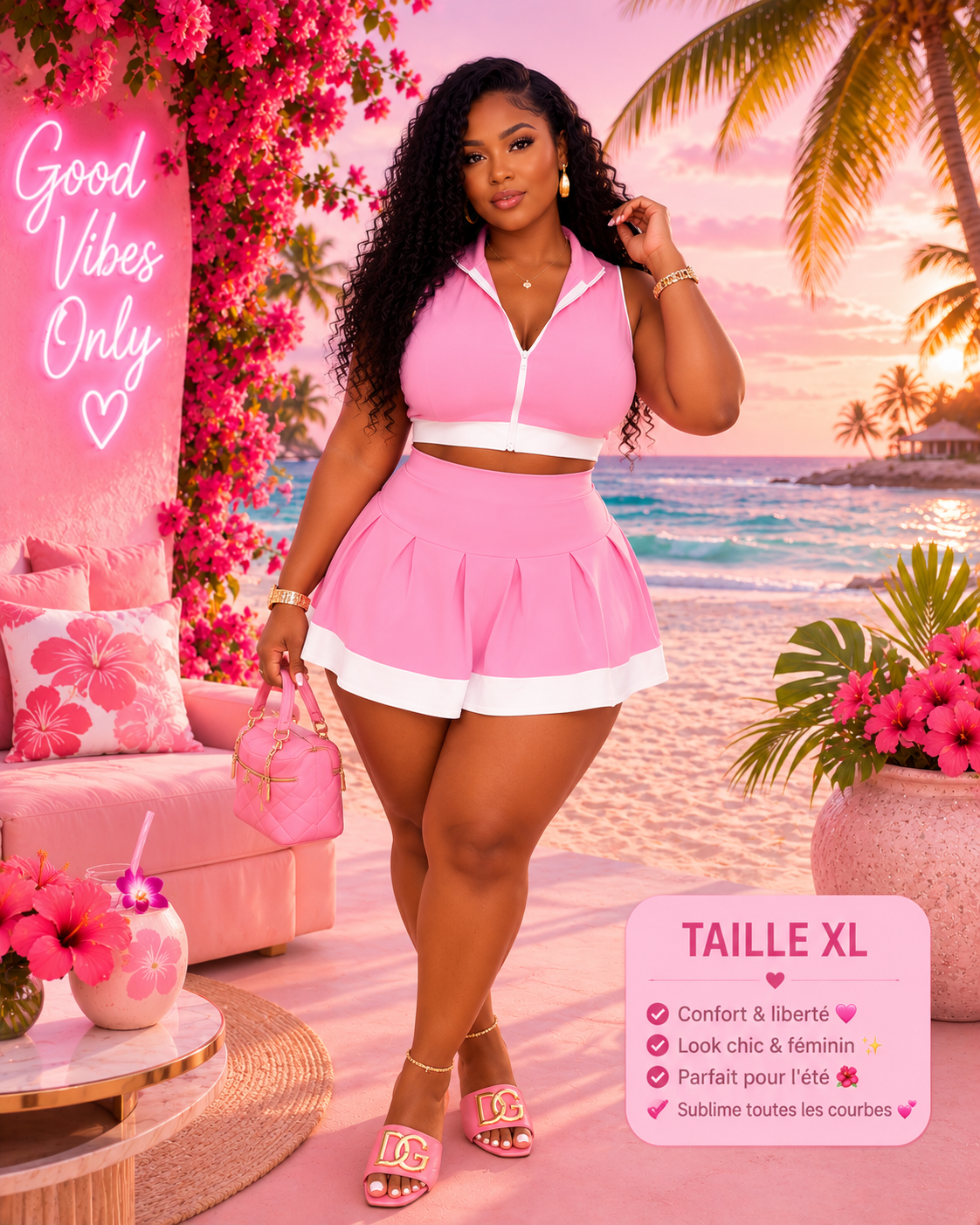 🌸✨ Ensemble Chic & Tropical – 2 Pièces ✨🌸