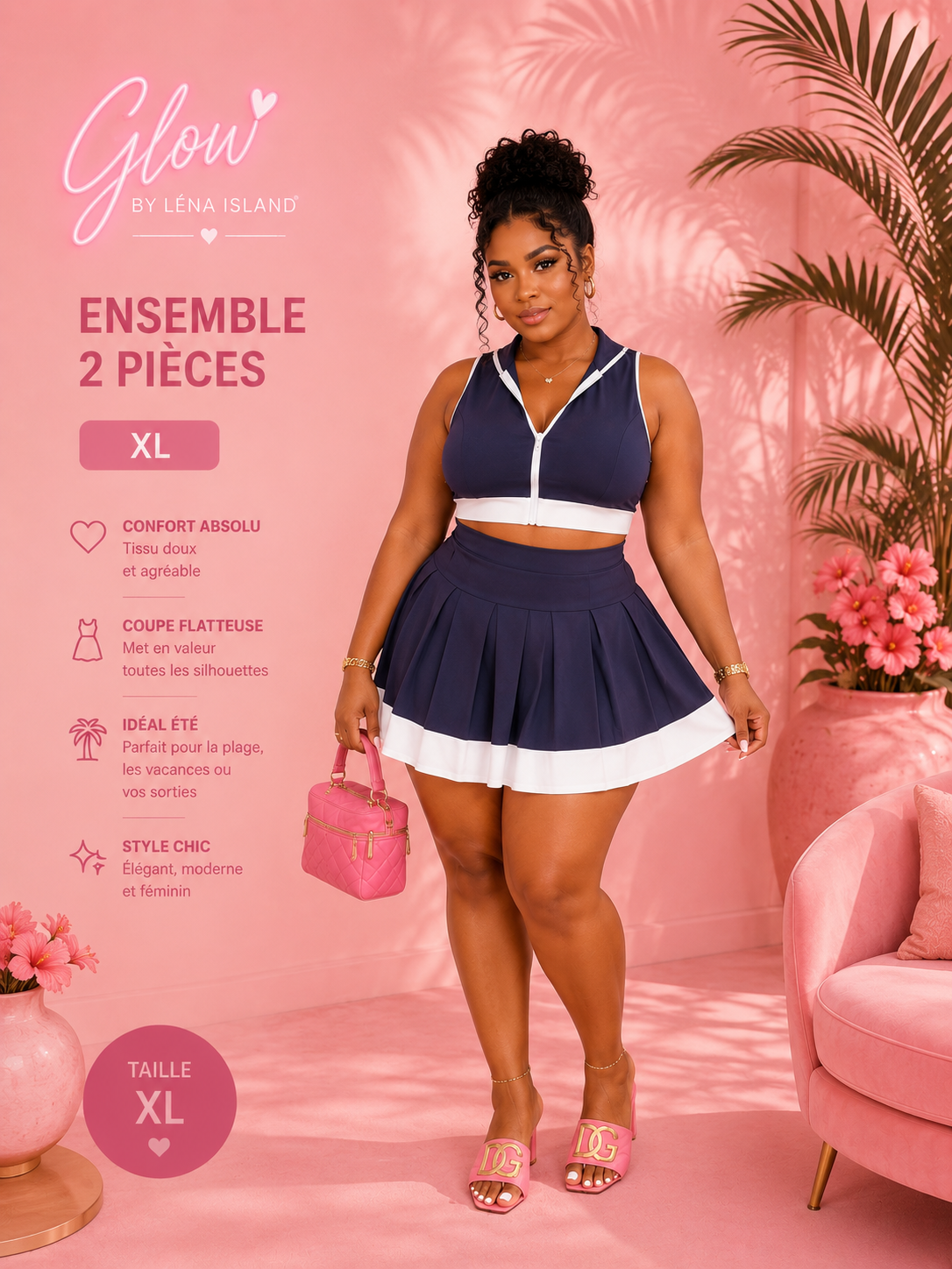 🌸✨ Ensemble Chic & Tropical – 2 Pièces ✨🌸