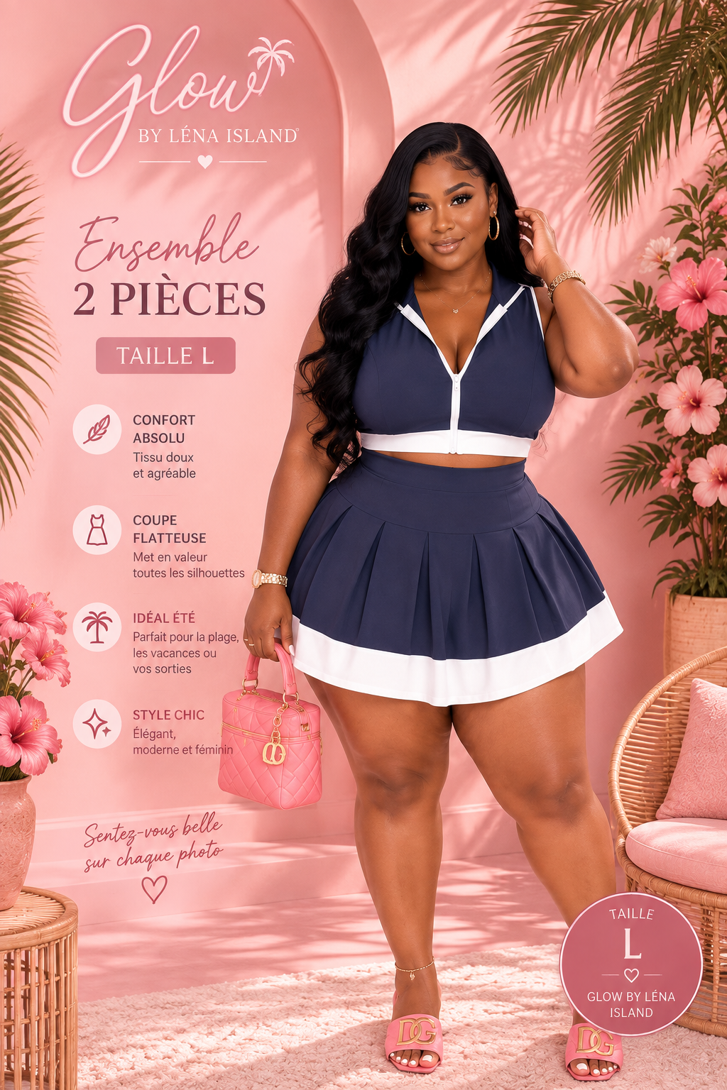 🌸✨ Ensemble Chic & Tropical – 2 Pièces ✨🌸