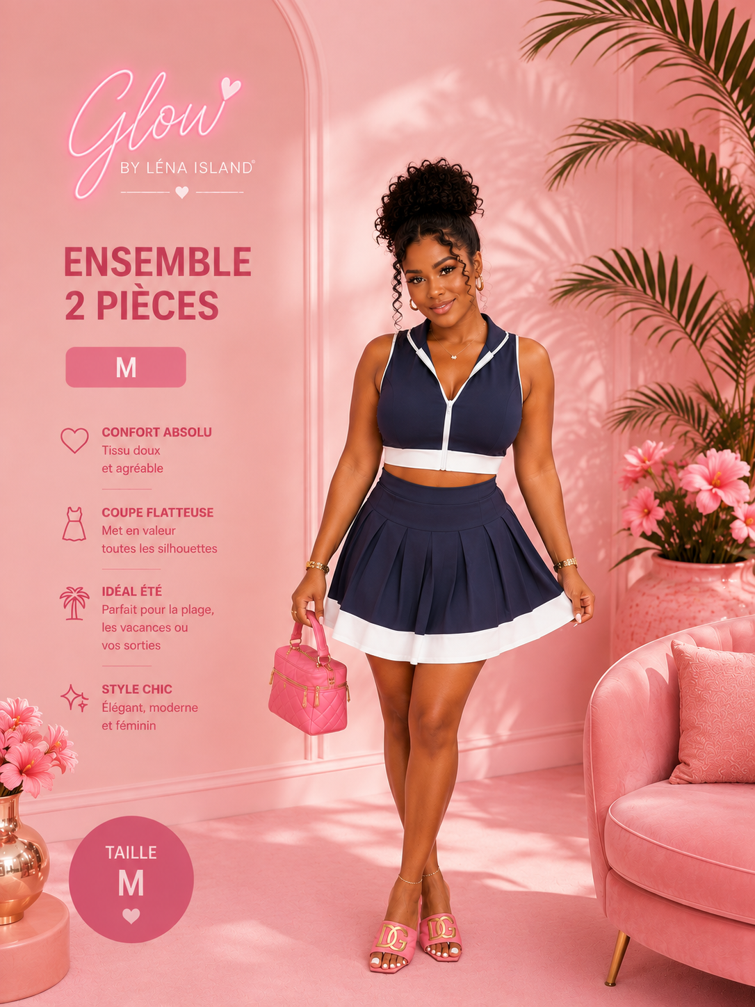 🌸✨ Ensemble Chic & Tropical – 2 Pièces ✨🌸
