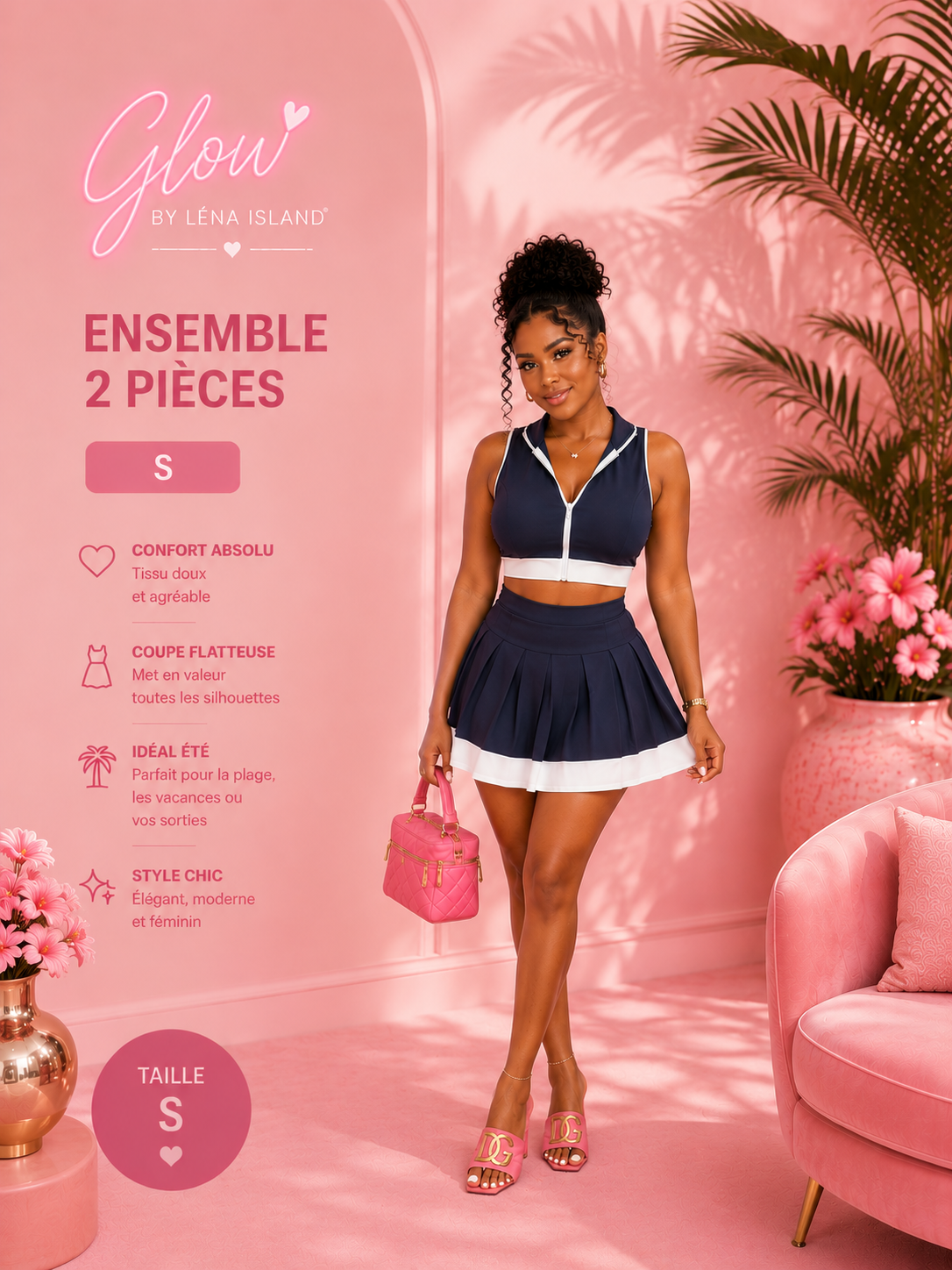 🌸✨ Ensemble Chic & Tropical – 2 Pièces ✨🌸