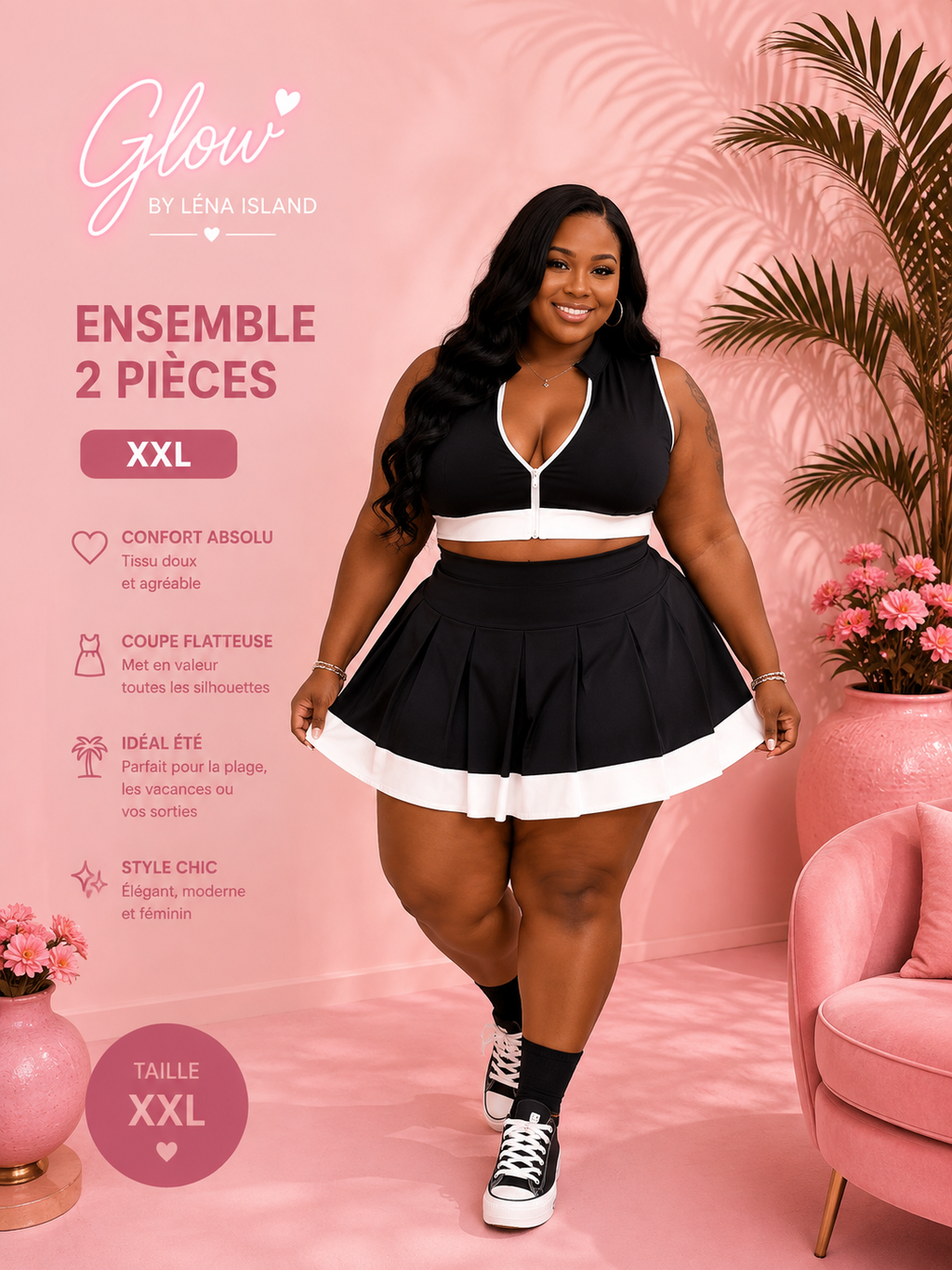 🌸✨ Ensemble Chic & Tropical – 2 Pièces ✨🌸