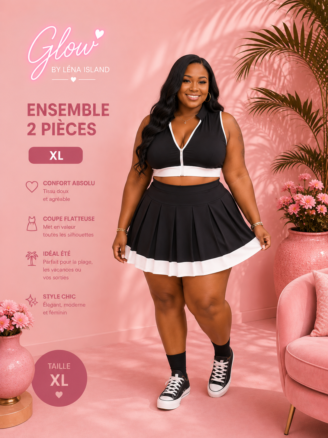 🌸✨ Ensemble Chic & Tropical – 2 Pièces ✨🌸