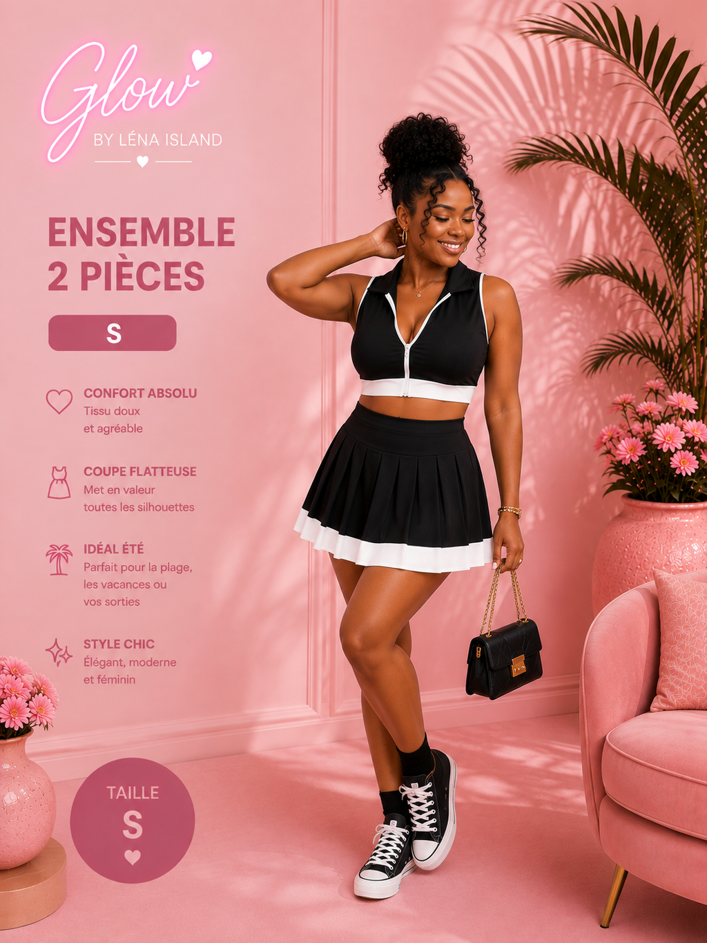 🌸✨ Ensemble Chic & Tropical – 2 Pièces ✨🌸