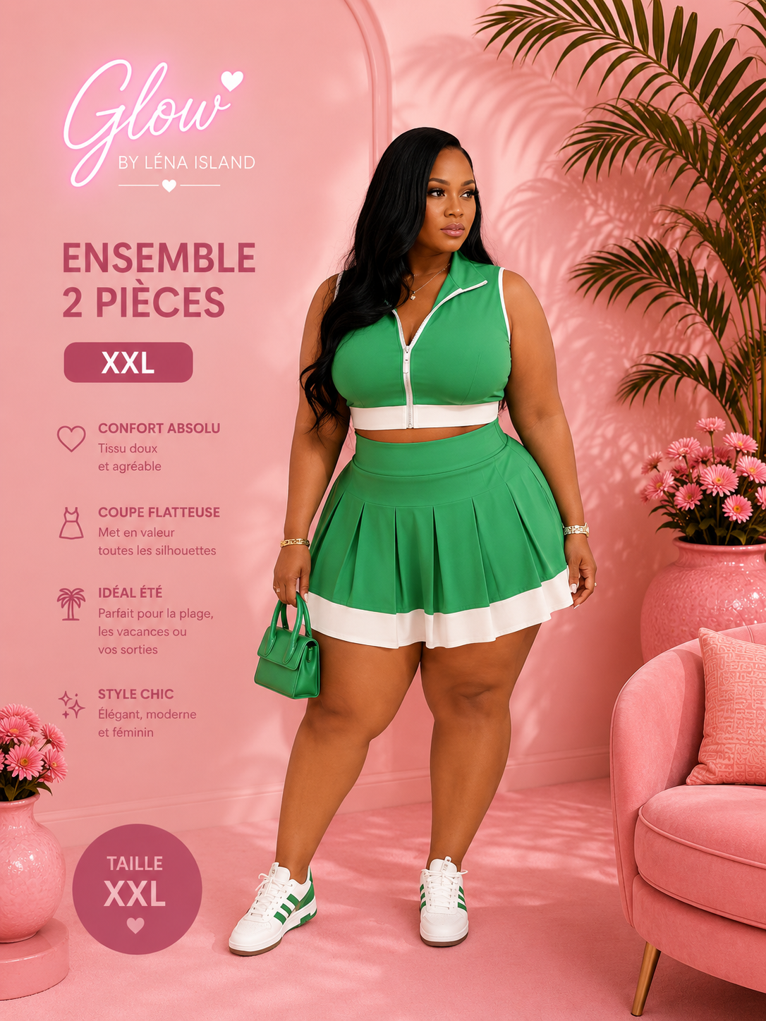 🌸✨ Ensemble Chic & Tropical – 2 Pièces ✨🌸