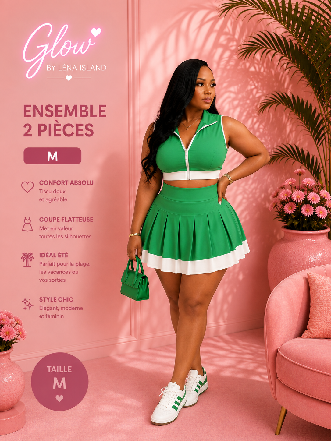 🌸✨ Ensemble Chic & Tropical – 2 Pièces ✨🌸
