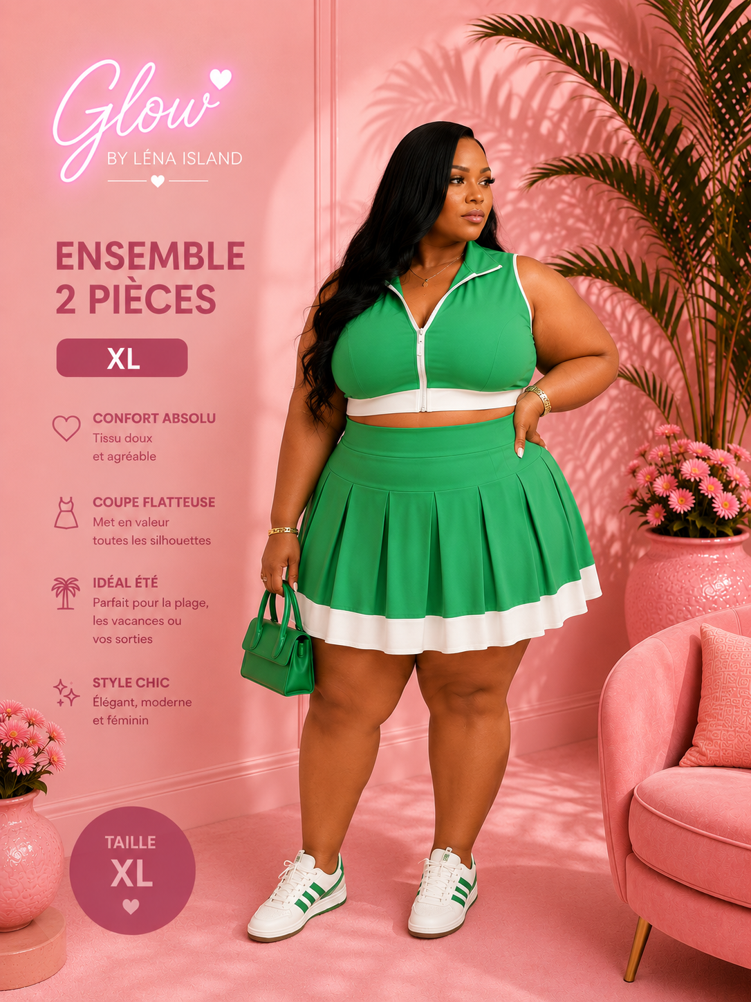 🌸✨ Ensemble Chic & Tropical – 2 Pièces ✨🌸