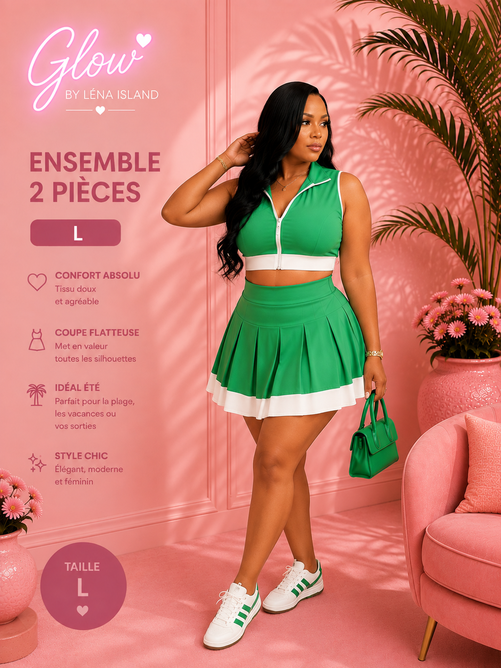 🌸✨ Ensemble Chic & Tropical – 2 Pièces ✨🌸