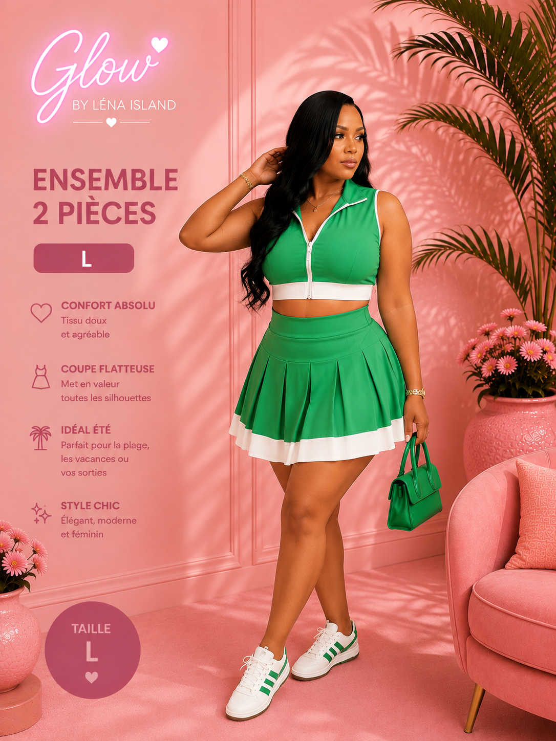 🌸✨ Ensemble Chic & Tropical – 2 Pièces ✨🌸