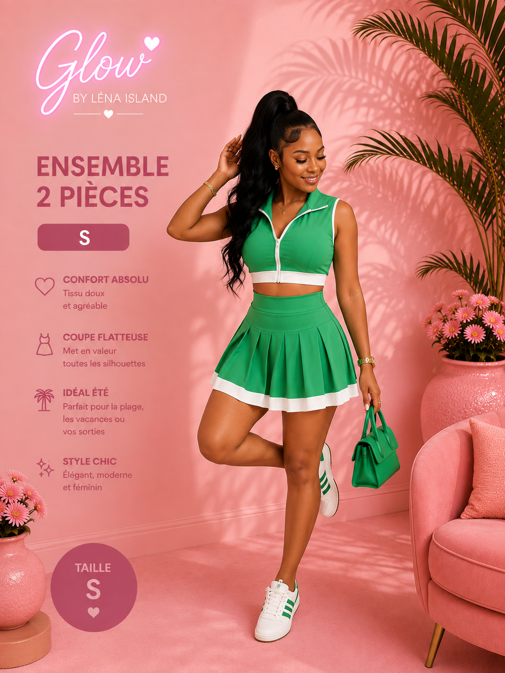 🌸✨ Ensemble Chic & Tropical – 2 Pièces ✨🌸