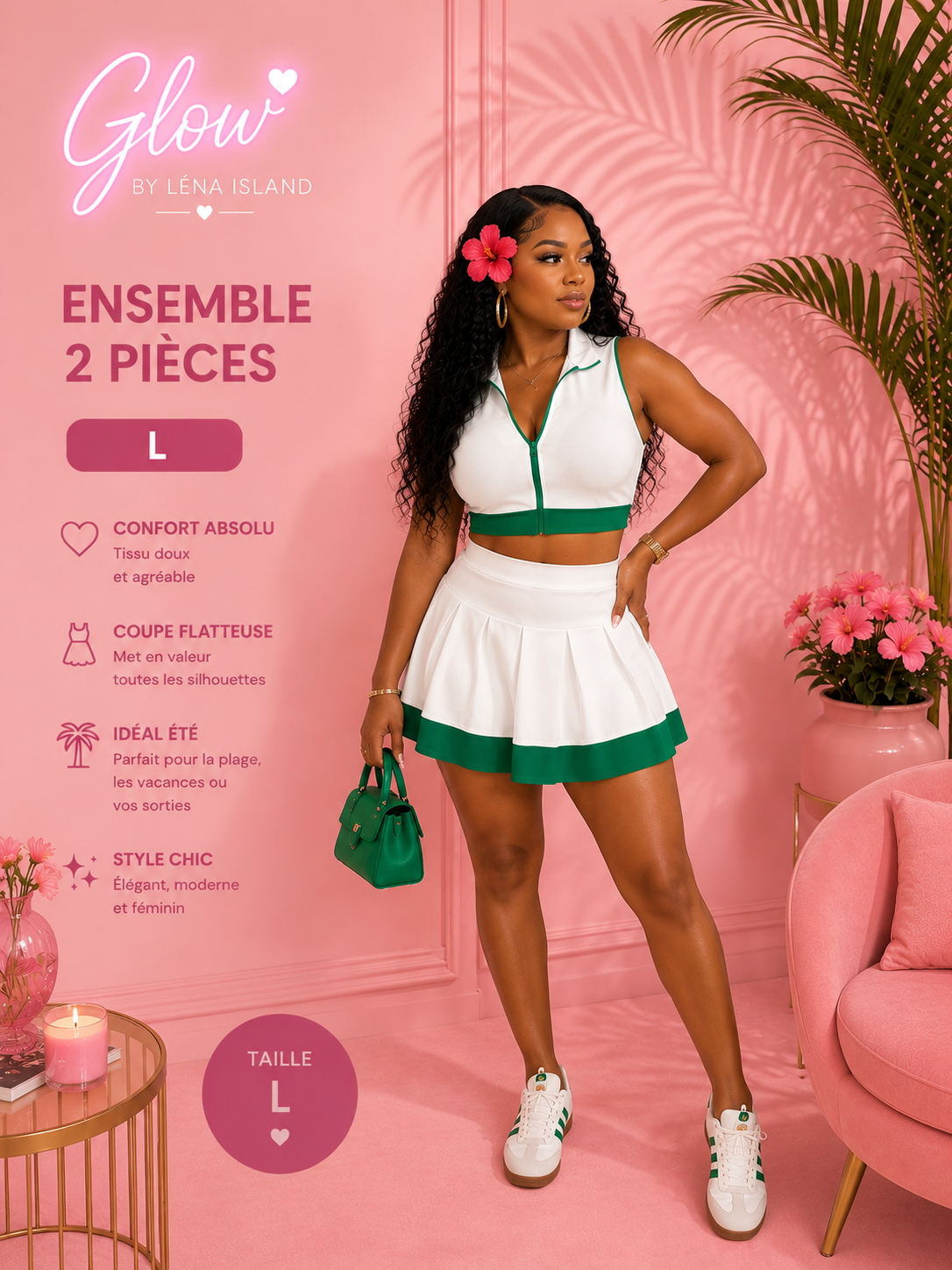 🌸✨ Ensemble Chic & Tropical – 2 Pièces ✨🌸