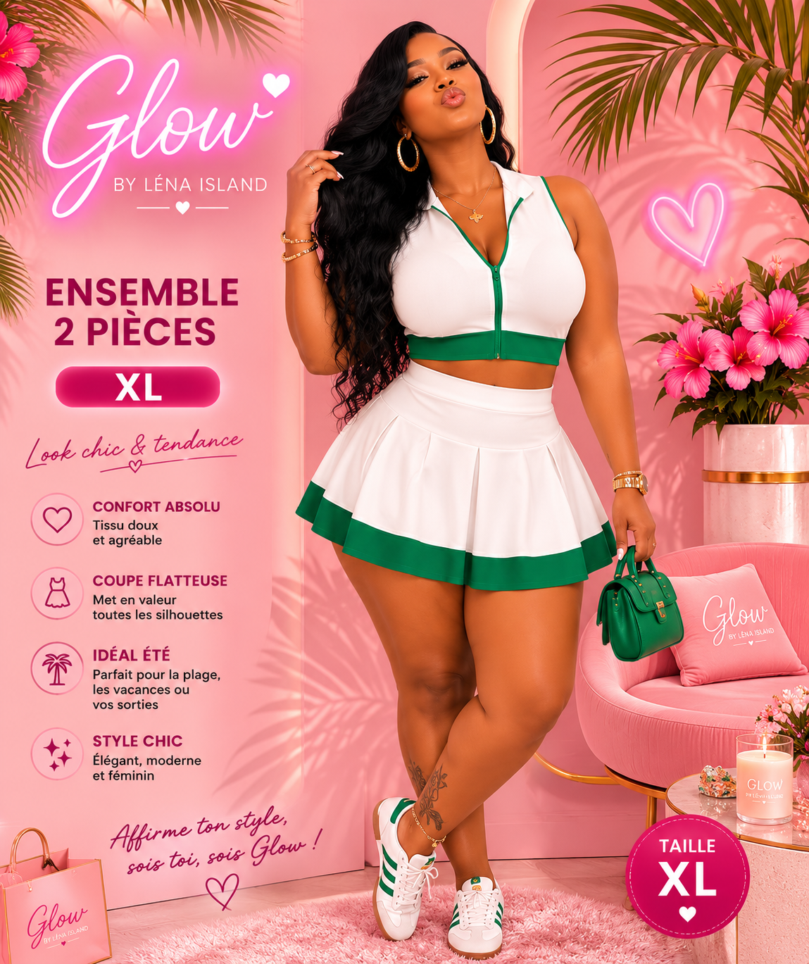 🌸✨ Ensemble Chic & Tropical – 2 Pièces ✨🌸