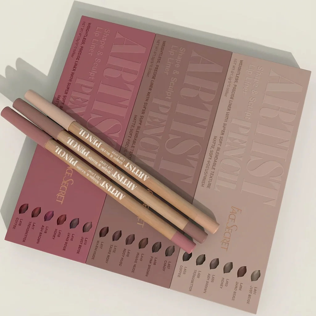 💄 Kit de 6 Crayons Contour des Lèvres Mats | Longue Tenue • Waterproof • Effet Velours